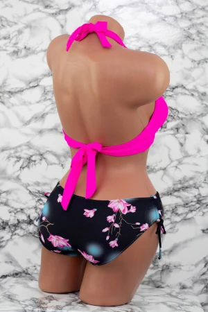 Costum de Baie Dama 2 Piese L28-1 Fucsia-Negru Meina