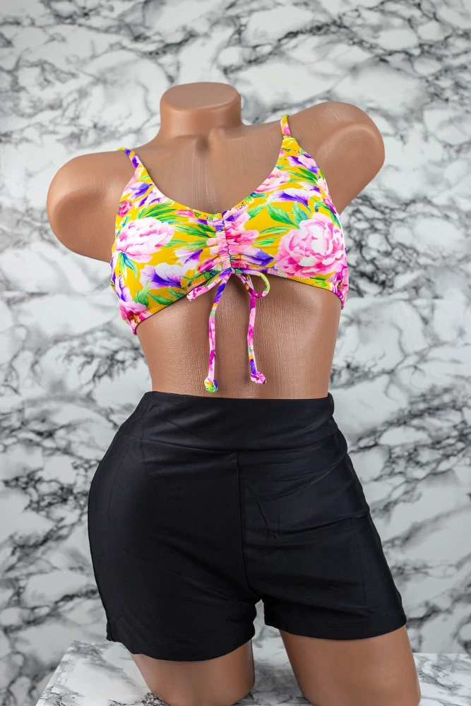 Costum de Baie Dama 2 Piese H18 Negru-Galben Meina