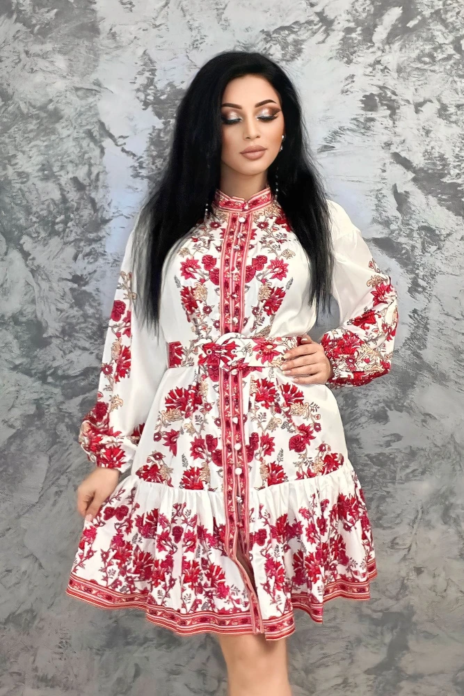 Rochie Dama VMC6923 Alb-Roz Kikiriki