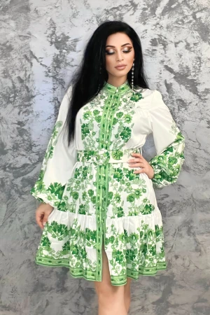 Rochie Dama VMC6923 Alb-Verde » MeiMei.Ro