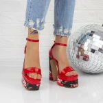 Sandale Dama cu Toc gros si Platforma 2HLX2 Rosu » MeiMei.Ro