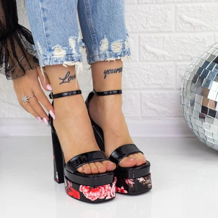 Sandale Dama cu Toc gros si Platforma 2HLX2 Negru » MeiMei.Ro