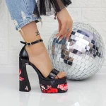 Sandale Dama cu Toc gros si Platforma 2HLX2 Negru » MeiMei.Ro