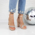 Sandale Dama cu Toc gros 2XKK29 Champagne » MeiMei.Ro