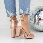 Sandale Dama cu Toc gros 2XKK29 Champagne » MeiMei.Ro