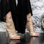 Sandale Dama cu Toc subtire 2XKK107 Auriu » MeiMei.Ro