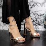 Sandale Dama cu Toc gros 2XKK57 Champagne » MeiMei.Ro