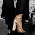 Sandale Dama cu Toc gros 2XKK57 Champagne » MeiMei.Ro