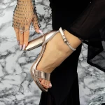Sandale Dama cu Toc gros 2XKK57 Champagne » MeiMei.Ro