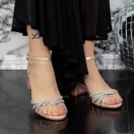 Sandale Dama cu Toc gros 2XKK25 Champagne » MeiMei.Ro