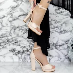 Sandale Dama cu Toc gros si Platforma 2BD33 Bej » MeiMei.Ro