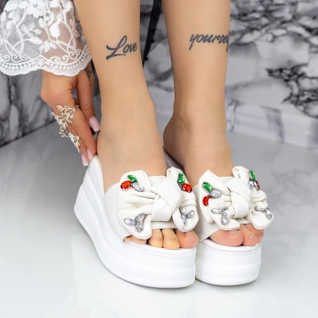 Papuci Dama cu Platforma 2XN9 Alb » MeiMei.Ro