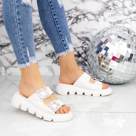 Papuci Dama 2WS10 Alb » MeiMei.Ro