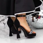 Sandale Dama cu Toc subtire si Platforma 2YXD80 Negru » MeiMei.Ro