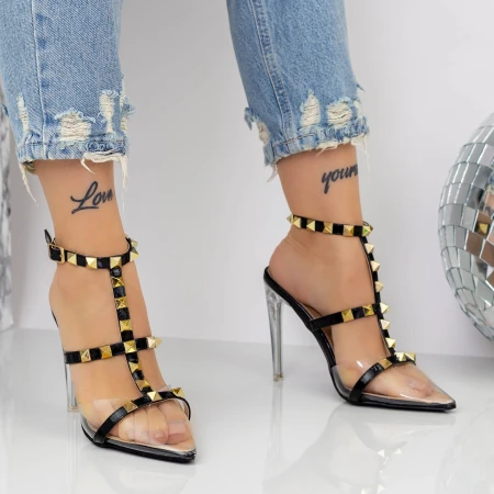 Sandale Dama cu Toc subtire 2KV82 Negru » MeiMei.Ro