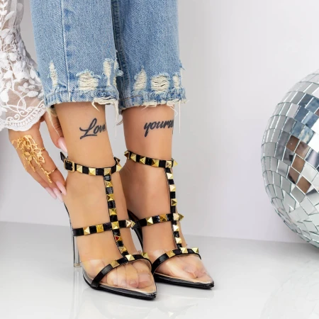 Sandale Dama cu Toc subtire 2KV82 Negru » MeiMei.Ro