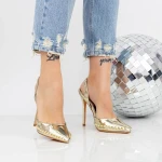 Pantofi cu Toc subtire 2KV79 Auriu » MeiMei.Ro