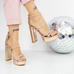 Sandale Dama cu Toc gros si Platforma 2XKK77 Champagne » MeiMei.Ro