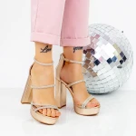 Sandale Dama cu Toc gros si Platforma 2XKK77 Champagne » MeiMei.Ro