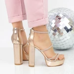 Sandale Dama cu Toc gros si Platforma 2XKK77 Champagne » MeiMei.Ro