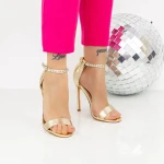 Sandale Dama cu Toc subtire 2KV90 Auriu » MeiMei.Ro