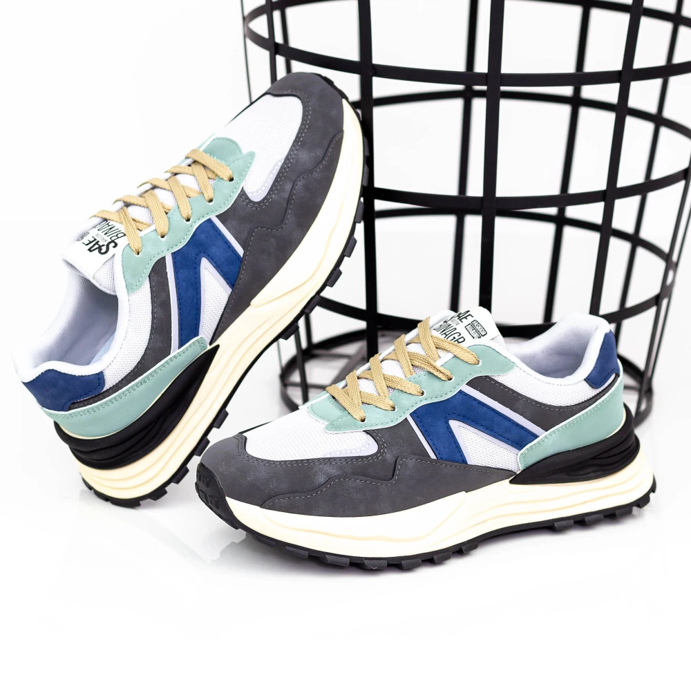 Pantofi Sport Barbati 8802 Gri-Verde Mei