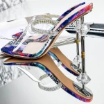 Papuci Dama cu Toc subtire 2XKK65 Multicolor » MeiMei.Ro