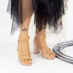 Sandale Dama cu Toc gros 2XKK117 Champagne » MeiMei.Ro