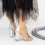 Sandale Dama cu Toc gros 2XKK117 Argintiu » MeiMei.Ro
