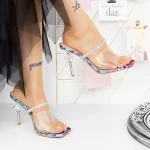Papuci Dama cu Toc subtire 2XKK65 Multicolor » MeiMei.Ro