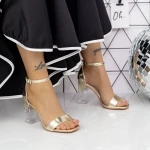 Sandale Dama cu Toc gros 2XKK113 Auriu » MeiMei.Ro