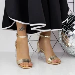 Sandale Dama cu Toc gros 2XKK113 Auriu » MeiMei.Ro