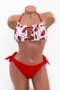 Costum de Baie Dama 2 Piese F62 Alb-Rosu Meina