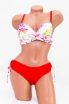 Costum de Baie Dama 2 Piese H08-4 Alb-Rosu » MeiMei.Ro