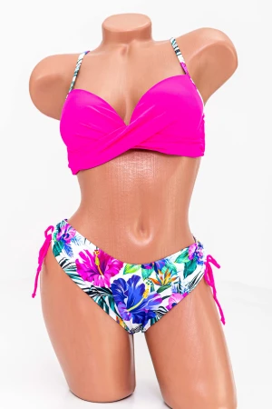 Costum de Baie Dama 2 Piese H20-2 Roz-Alb » MeiMei.Ro