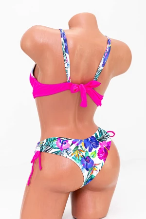 Costum de Baie Dama 2 Piese H20-2 Roz-Alb » MeiMei.Ro