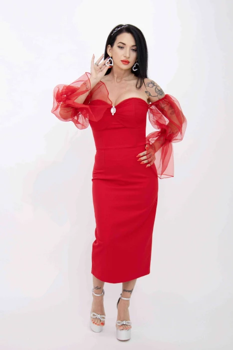 Rochie Dama R2784 Rosu » MeiMei.Ro