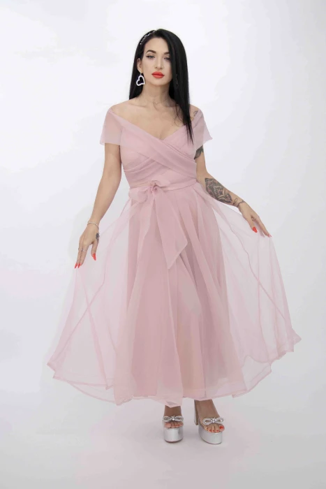 Rochie Dama RM3079 Roz Pudra » MeiMei.Ro