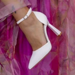 Pantofi cu Toc subtire 3DC22 Alb » MeiMei.Ro