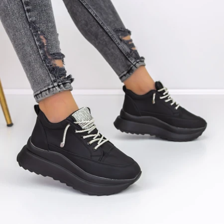 Pantofi Sport Dama cu Platforma 3WL3 Negru » MeiMei.Ro