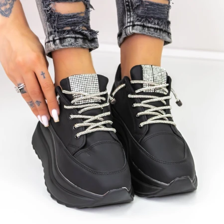 Pantofi Sport Dama cu Platforma 3WL3 Negru » MeiMei.Ro