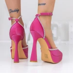 Pantofi cu Toc subtire si Platforma 3XKK8 Fucsia » MeiMei.Ro