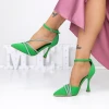 Pantofi Stiletto 3XKK22 Verde Mei