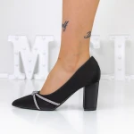 Pantofi cu Toc gros 3XKK16 Negru » MeiMei.Ro