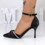 Pantofi cu Toc subtire 3XKK11 Negru » MeiMei.Ro