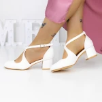 Pantofi cu Toc gros 2YXD30 Alb » MeiMei.Ro