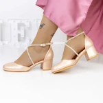 Pantofi cu Toc gros 2YXD62 Champagne » MeiMei.Ro