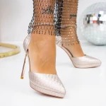 Pantofi Stiletto 3DC16 Champagne » MeiMei.Ro