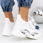 Pantofi Sport Dama cu Platforma 8233 Alb » MeiMei.Ro