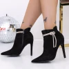 Botine Dama cu Toc subtire 3SYX32 Negru Mei